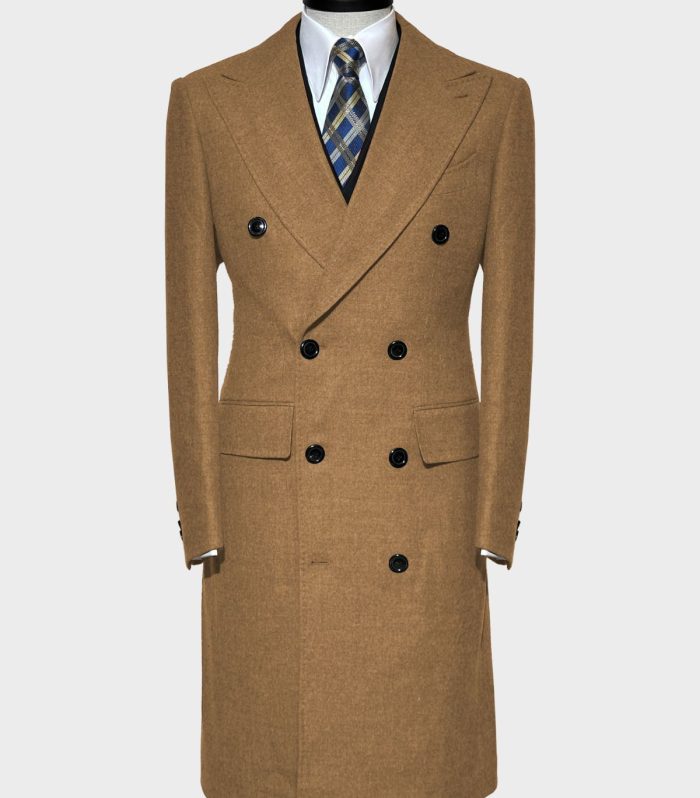 Pick Lapel Golden Brown color winter Coat