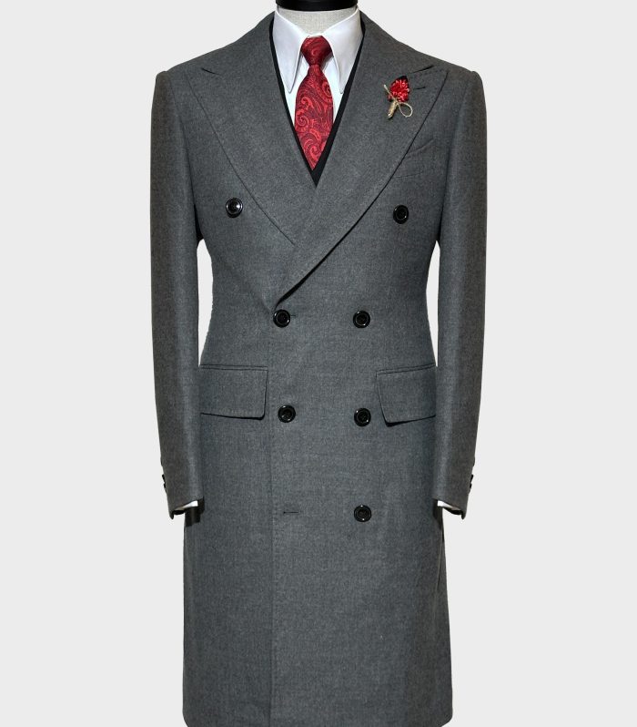 Pick Lapel Gray color winter Coat