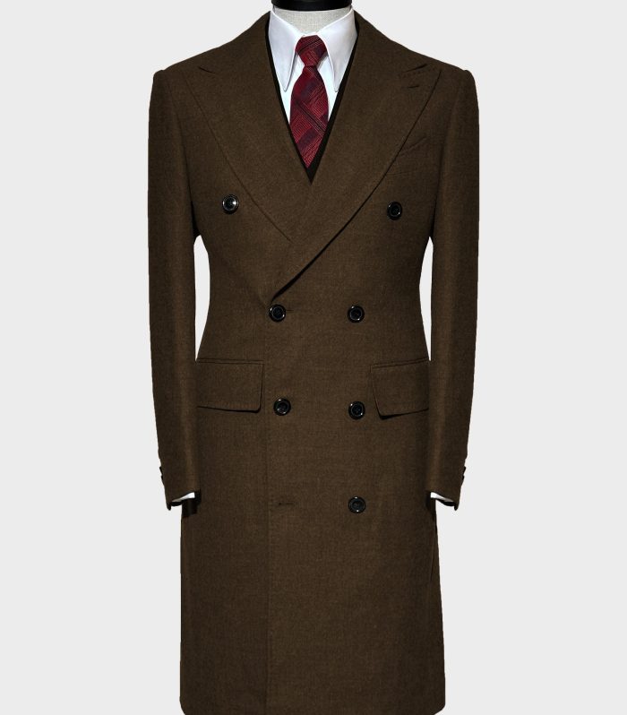 Pick Lapel Brown color winter Coat
