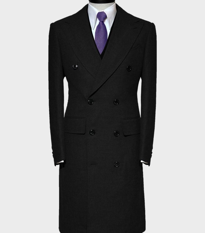 Pick Lapel Black color winter Coat